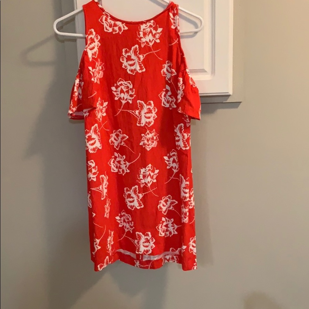 Red off the shoulder Petite Loft dress